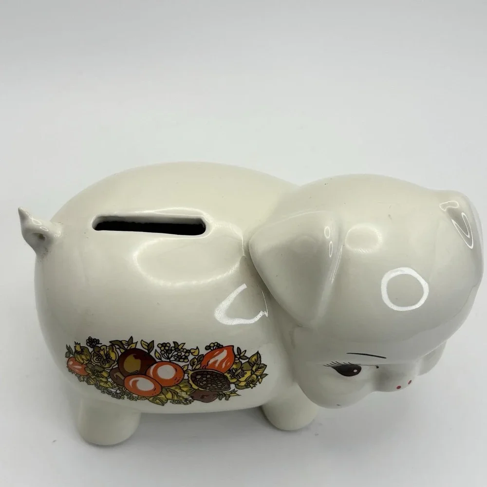 Rare Vintage Corning SPICE OF LIFE‎ Pottery Pig Piggy Bank  w/o Plug
